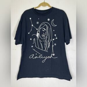 AALIYAH Black and White Horoscope Design DIY T Shirt Size XXL